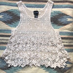 Project Social T Cream Crochet Lace Crop Top